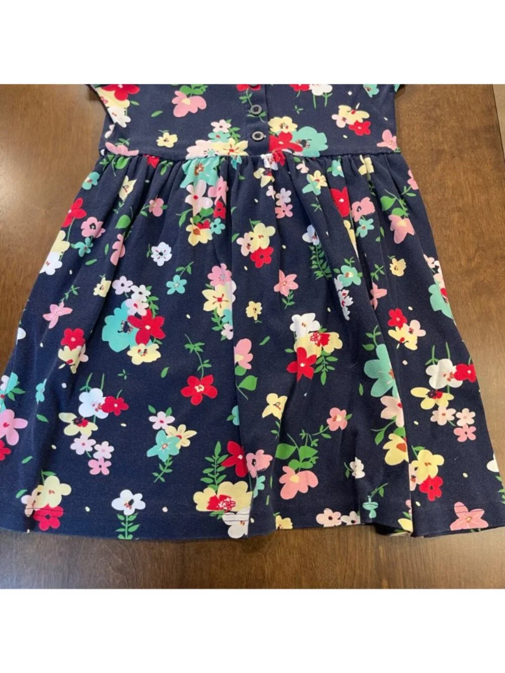 Hanna Andersson Navy Floral Play Dress Girl's Size 130cm (US 8) Knit 100% Cotton